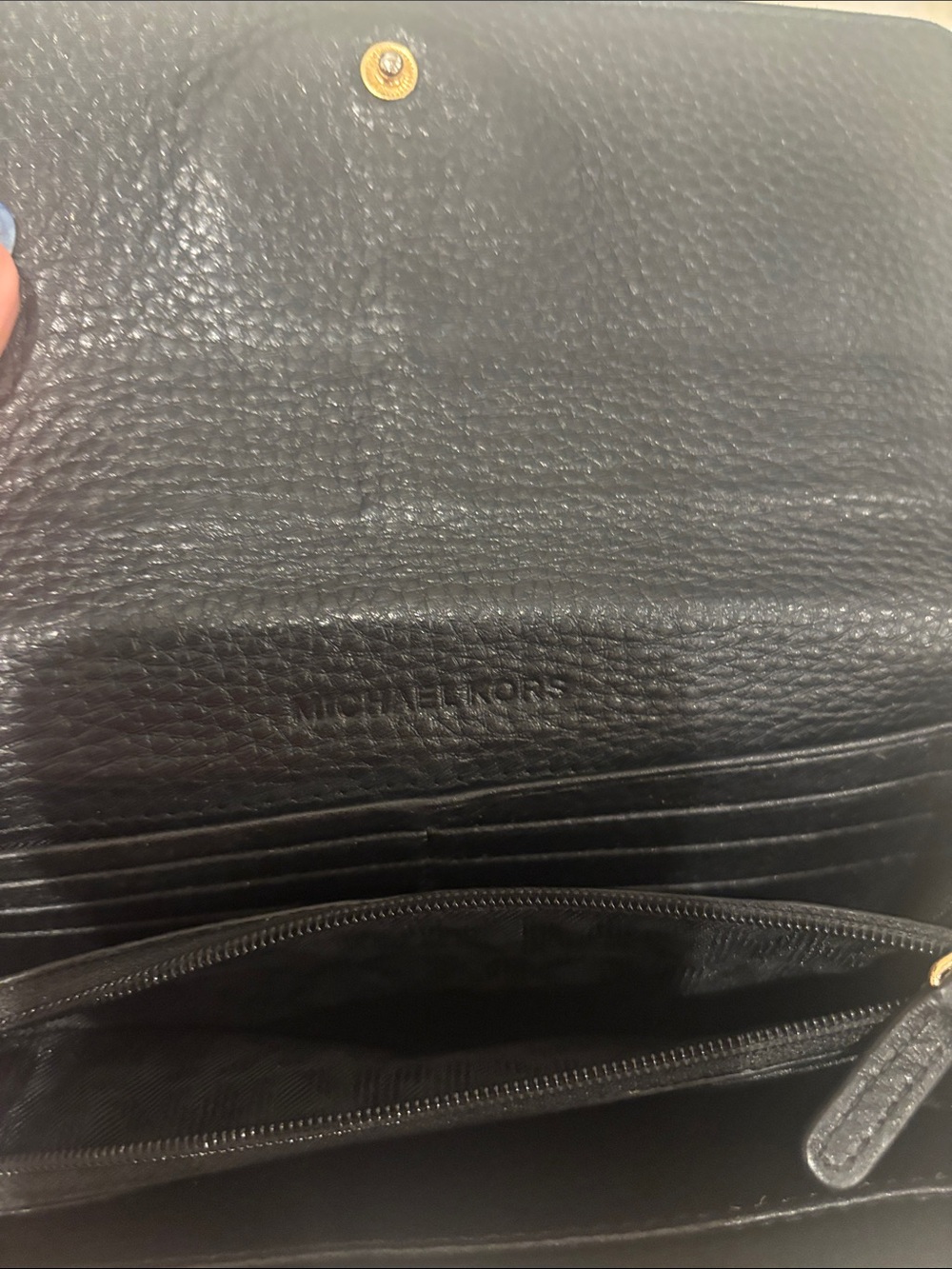 Michael Kors Black Leather Wallet with Gold MK Emblem - Picture 5 of 8